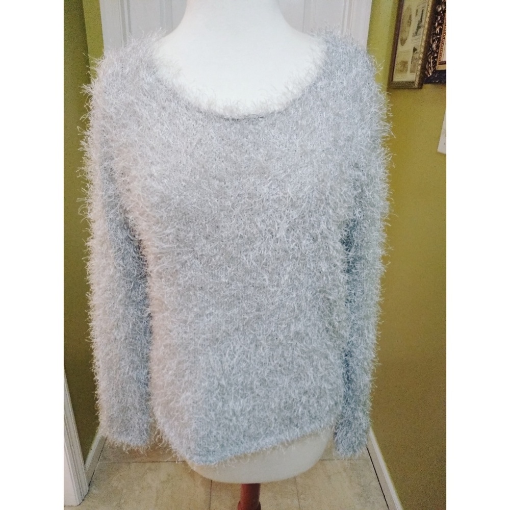 Silver Fuzzy Cozy Sweater